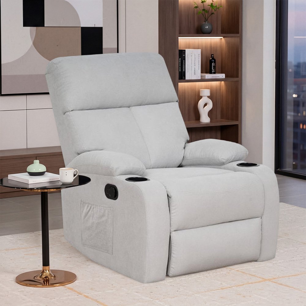 كرسي استرخاء هزاز دوار قماشي عصري رمادي