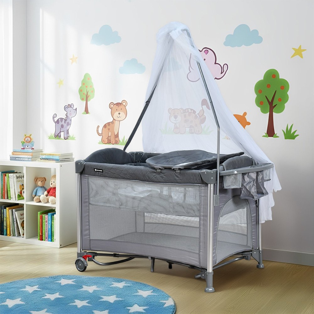 محبس أطفال حواجز متنقل بناموسية رمادي محبس أطفال حواجز متنقل بناموسية رمادي