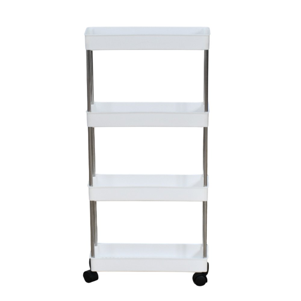 وحدة رفوف تخزين متحركة 4 أدوار أبيض وحدة رفوف تخزين متحركة 4 أدوار أبيض