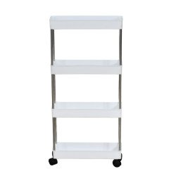 وحدة رفوف تخزين متحركة 4 أدوار أبيض وحدة رفوف تخزين متحركة 4 أدوار أبيض