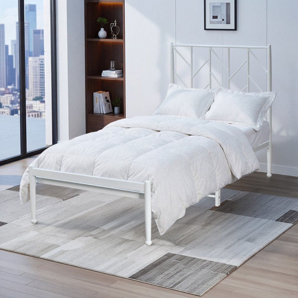 هيكل سرير معدني أبيض 90×190 سم هيكل سرير معدني أبيض 90×190 سم