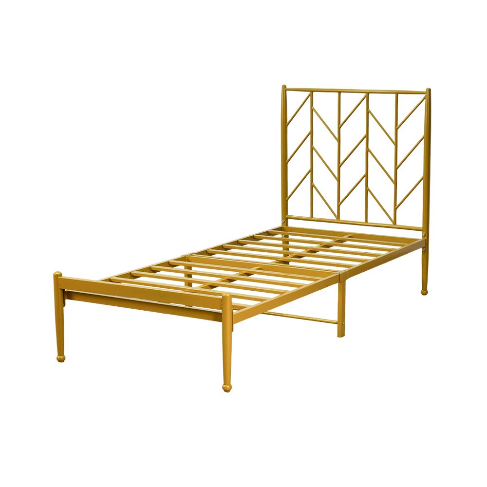 هيكل سرير معدني ذهبي 90×190 سم