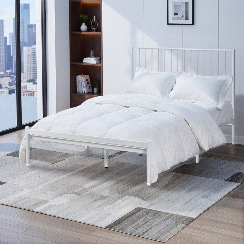 هيكل سرير معدني أبيض 200×140 سم هيكل سرير معدني أبيض 200×140 سم