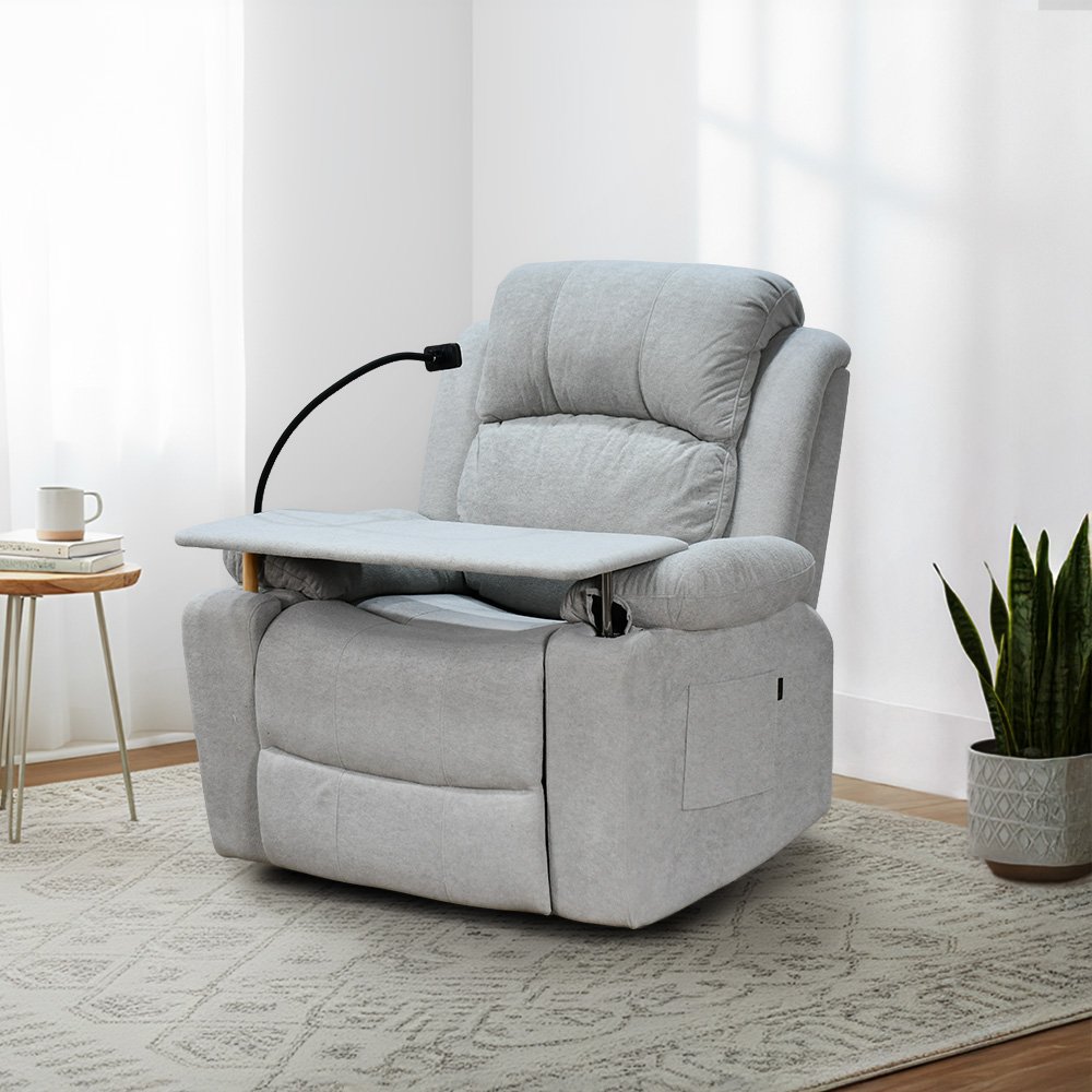 كرسي استرخاء مودرن هزار دوار بحامل جوال مع طاولة رمادي