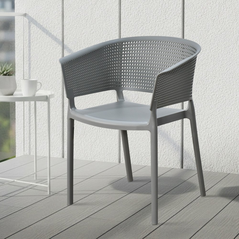 كرسي مفرد خارجي بلاستيك عملي رمادي