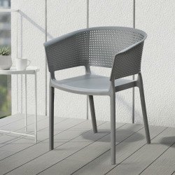 كرسي مفرد خارجي بلاستيك عملي رمادي