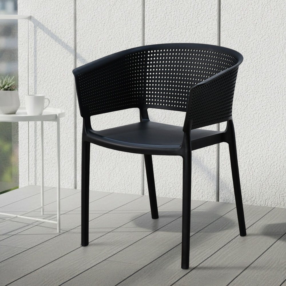 كرسي مفرد خارجي بلاستيك عملي أسود