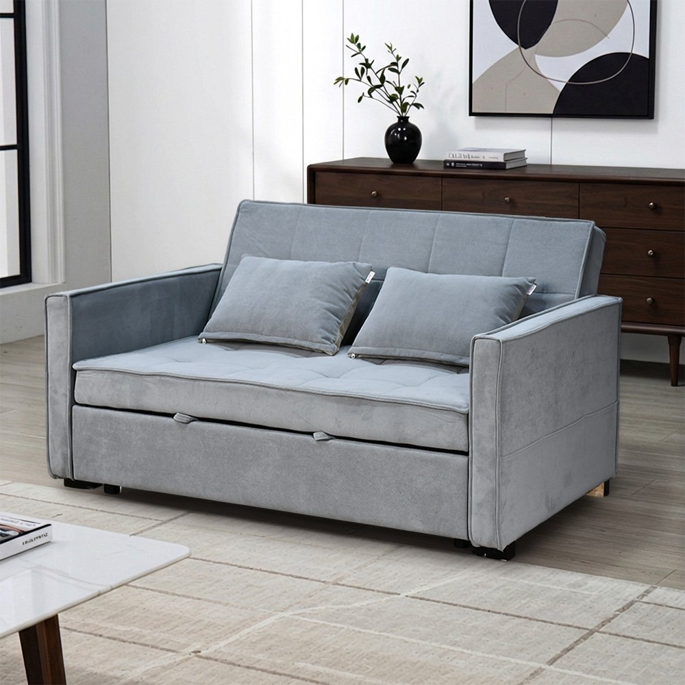 كنبة فاخرة قابلة للتعديل الي سرير مودرن رمادي