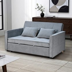 كنبة فاخرة قابلة للتعديل الي سرير مودرن رمادي