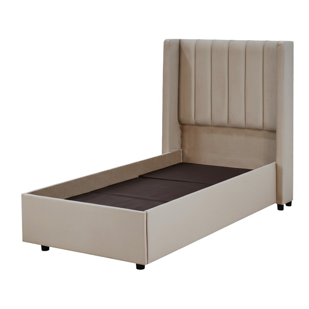 سرير خشبي بتنجيد مخملي فاخر 90×190 سم