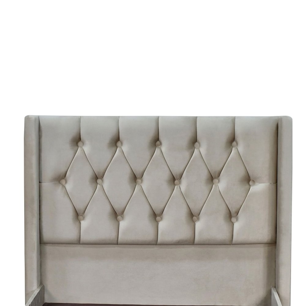 سرير خشبي بتنجيد مخملي فاخر 120×200 سم