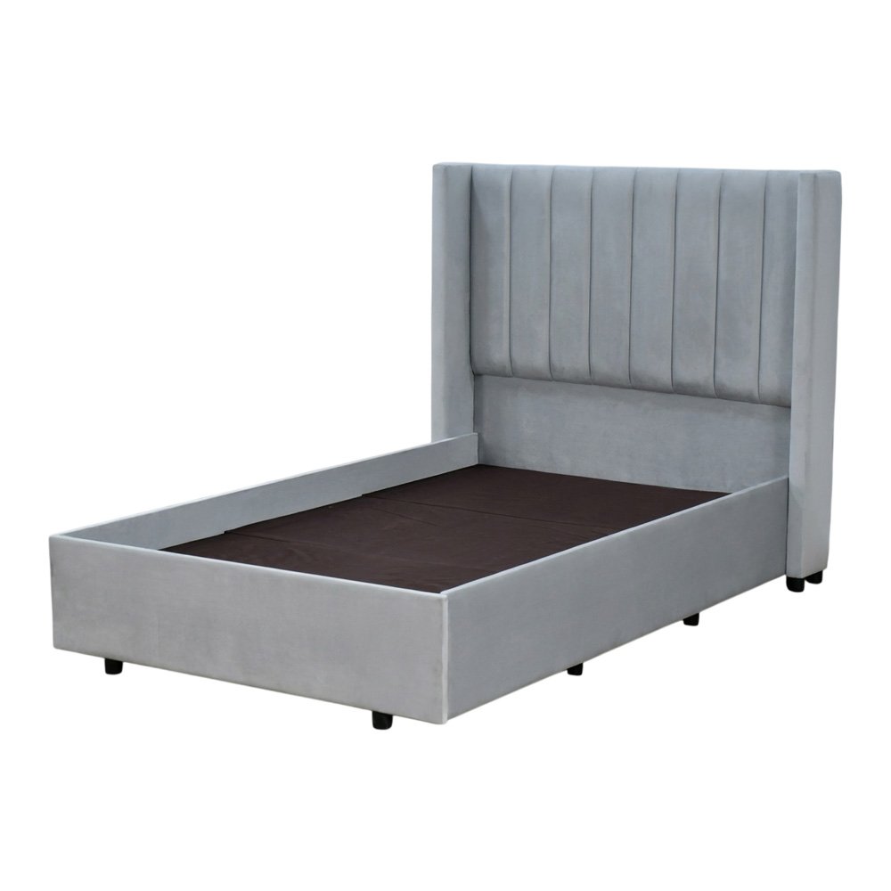 سرير خشبي بتنجيد مخملي فاخر 120×200 سم