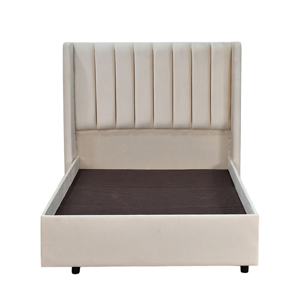 سرير خشبي بتنجيد مخملي فاخر 120×200 سم