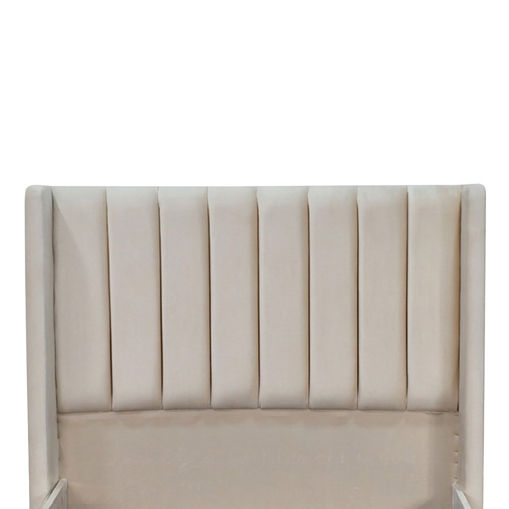 سرير خشبي بتنجيد مخملي فاخر 120×200 سم