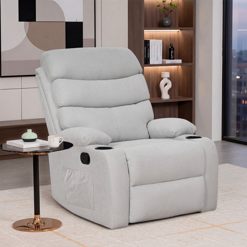 كرسي استرخاء هزاز دوار قماشي عصري رمادي