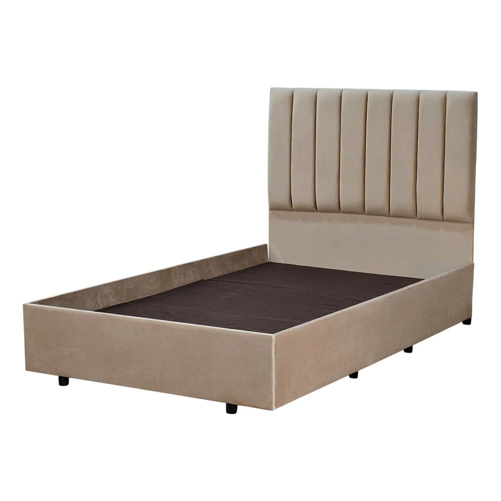 سرير خشبي بتنجيد مخملي فاخر 120×200 سم