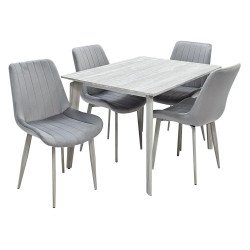 طاولة طعام خشب مع أرجل معدنية 4 كراسي طاولة طعام خشب مع أرجل معدنية 4 كراسي