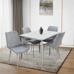 طاولة طعام خشب مع أرجل معدنية 4 كراسي طاولة طعام خشب مع أرجل معدنية 4 كراسي