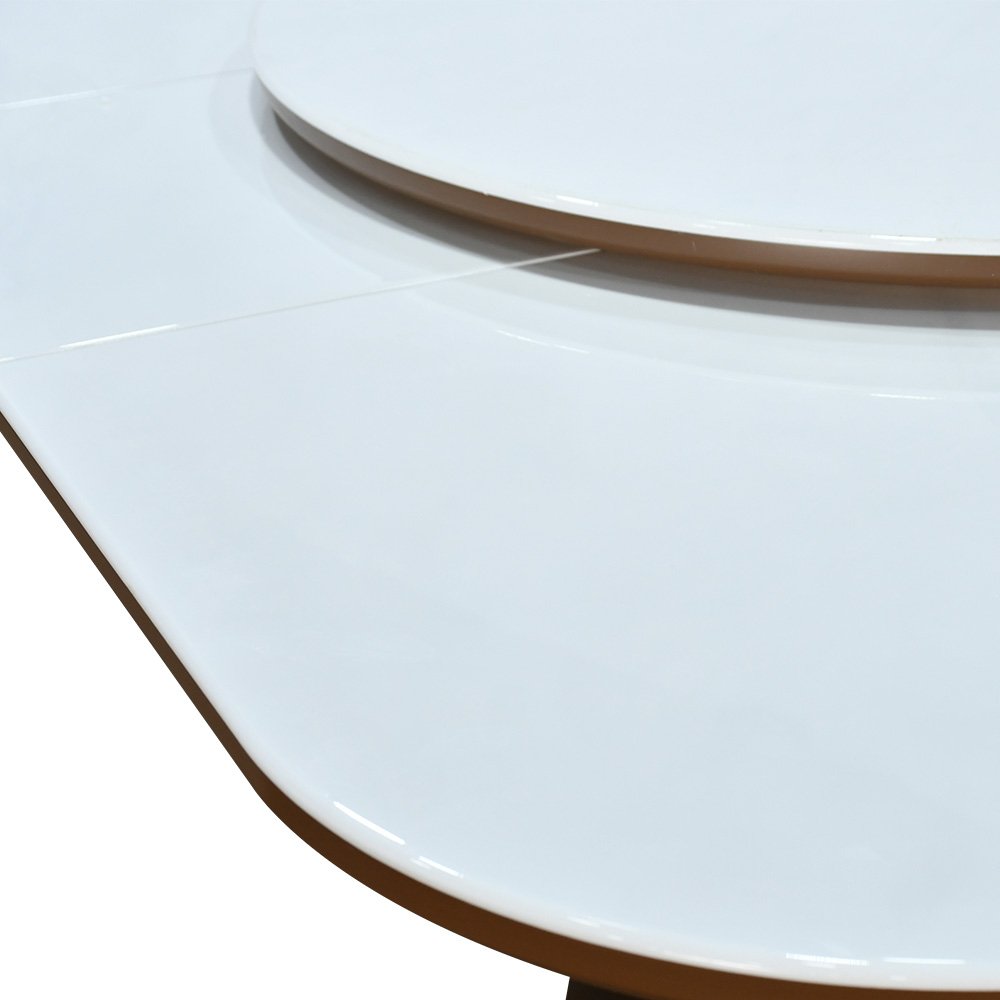 طاولة طعام رخام صناعي دوارة قابلة للتمدد 6 كراسي