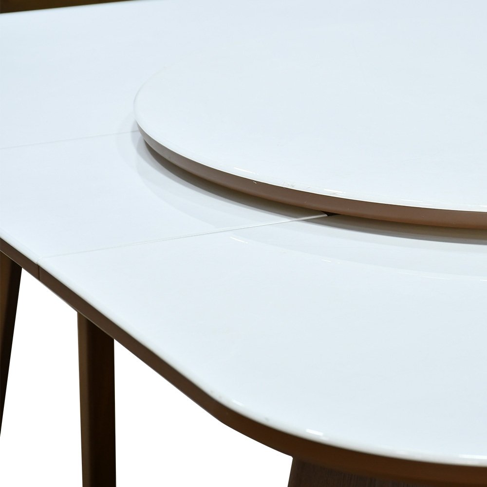 طاولة طعام رخام صناعي دوارة قابلة للتمدد 6 كراسي طاولة طعام رخام صناعي دوارة قابلة للتمدد 6 كراسي