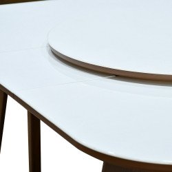 طاولة طعام رخام صناعي دوارة قابلة للتمدد 6 كراسي طاولة طعام رخام صناعي دوارة قابلة للتمدد 6 كراسي