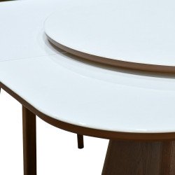 طاولة طعام رخام صناعي دوارة قابلة للتمدد 6 كراسي طاولة طعام رخام صناعي دوارة قابلة للتمدد 6 كراسي