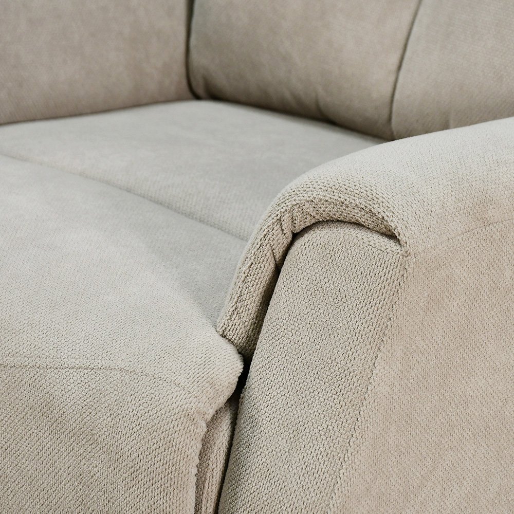 كرسي استرخاء ثابت فخم قماشي بيهكل معدني كافيه