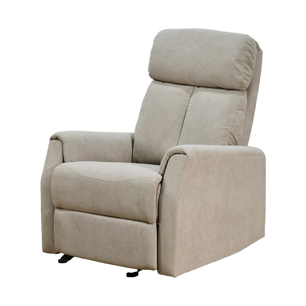 كرسي استرخاء ثابت فخم قماشي بيهكل معدني كافيه