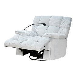 كرسي استرخاء فخم هزاز دوار بحامل جوال رمادي فاتح كرسي استرخاء فخم هزاز دوار بحامل جوال رمادي فاتح