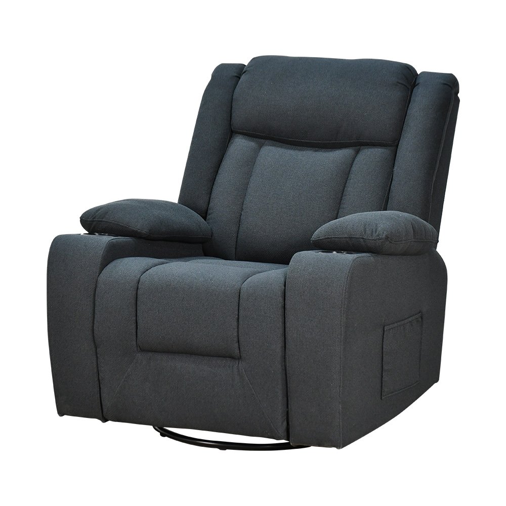 كرسي استرخاء هزاز دوار قماشي مودرن رمادي غامق كرسي استرخاء هزاز دوار قماشي مودرن رمادي غامق