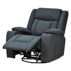 كرسي استرخاء هزاز دوار قماشي مودرن رمادي غامق