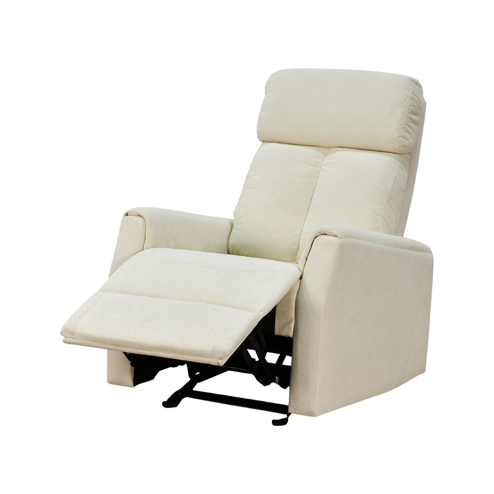 كرسي استرخاء هزاز فخم قماشي بيهكل معدني أوف وايت