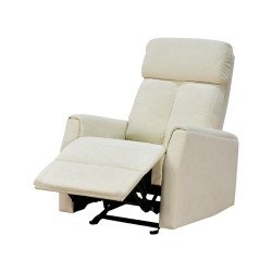 كرسي استرخاء هزاز فخم قماشي بيهكل معدني أوف وايت