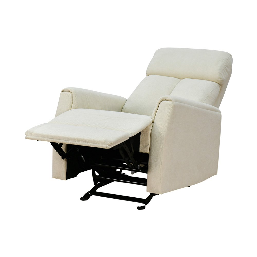 كرسي استرخاء هزاز فخم قماشي بيهكل معدني أوف وايت