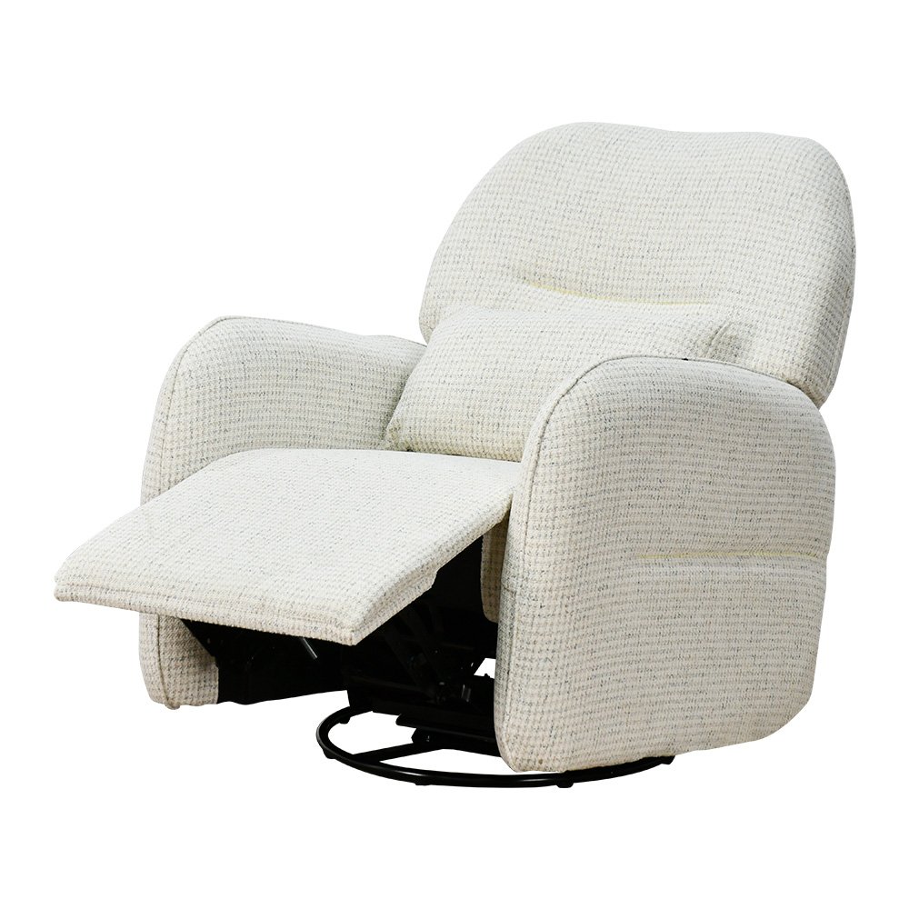 كرسي استرخاء فخم هزاز دوار قماشي مودرن أوف وايت