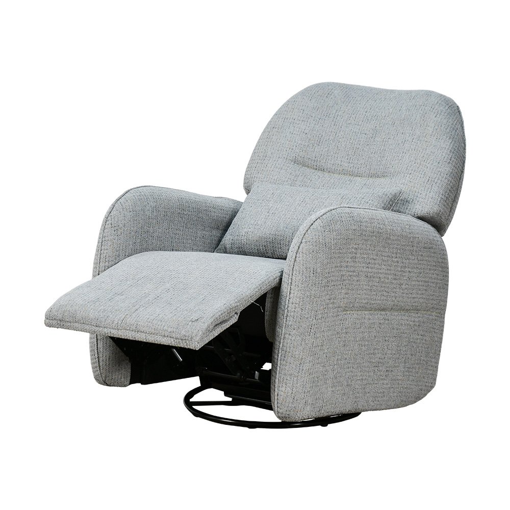 كرسي استرخاء فخم هزاز دوار قماشي مودرن رمادي