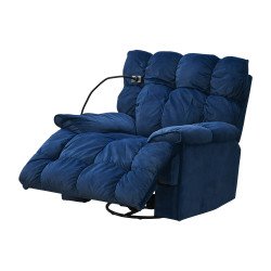 كرسي استرخاء فخم هزاز دوار بحامل جوال أزرق