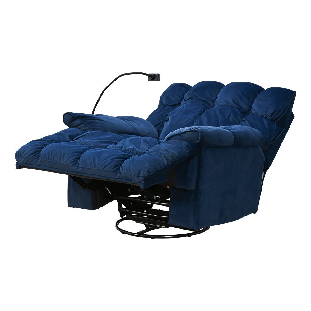 كرسي استرخاء فخم هزاز دوار بحامل جوال أزرق