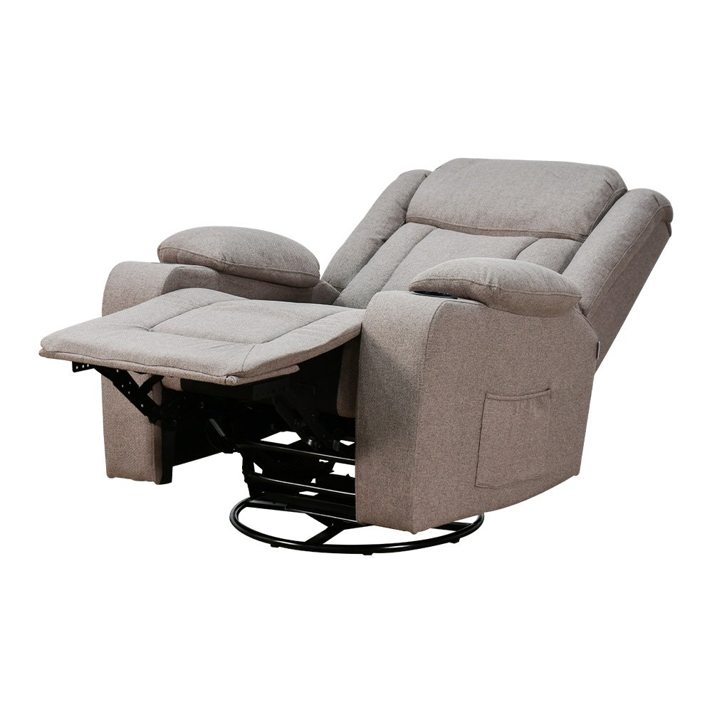 كرسي استرخاء هزاز دوار قماشي مودرن بني