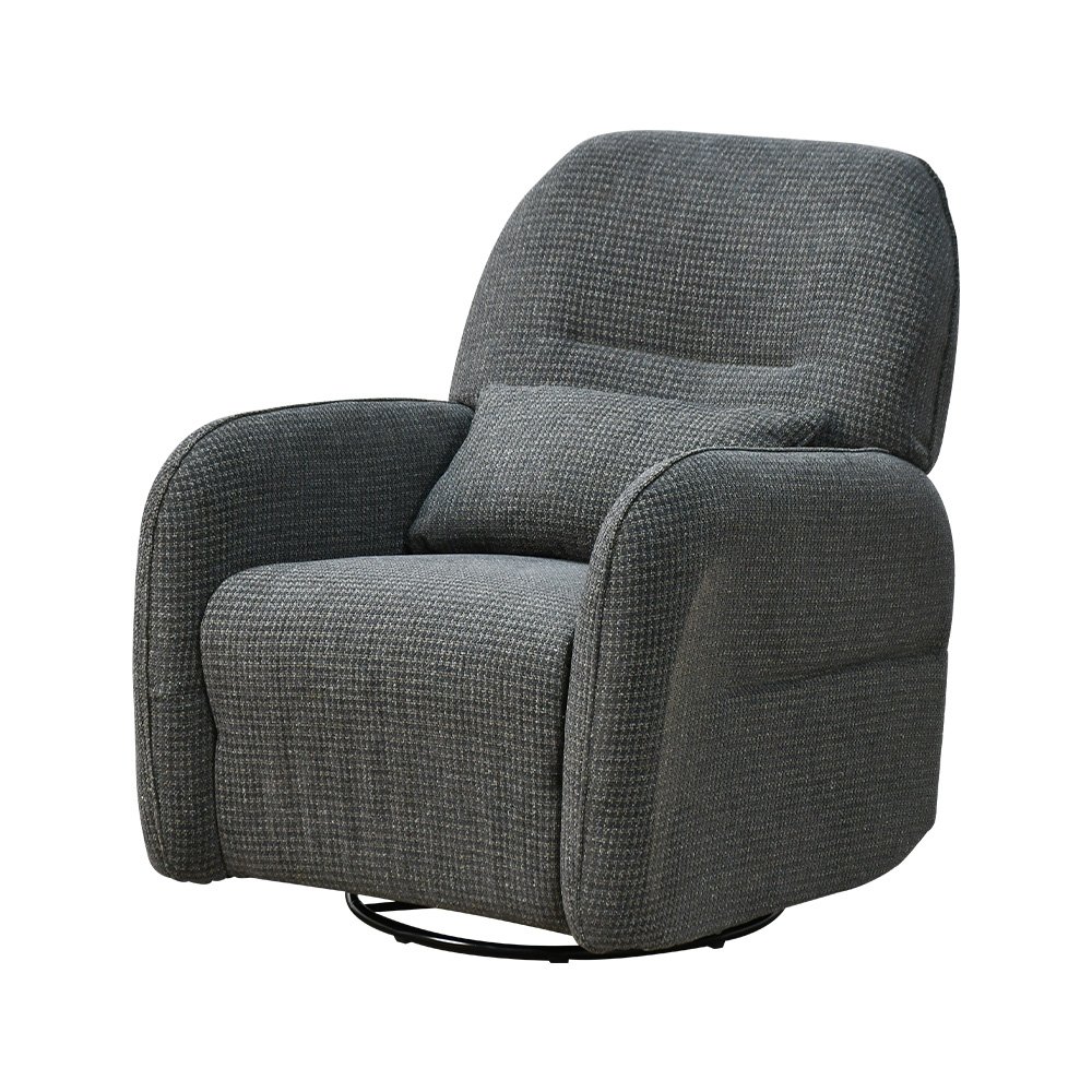 كرسي استرخاء فخم هزاز دوار قماشي مودرن رمادي غامق