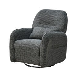 كرسي استرخاء فخم هزاز دوار قماشي مودرن رمادي غامق