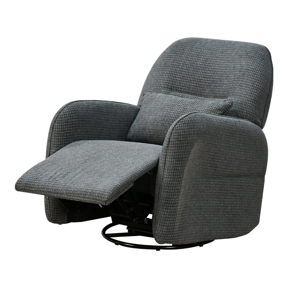 كرسي استرخاء فخم هزاز دوار قماشي مودرن رمادي غامق