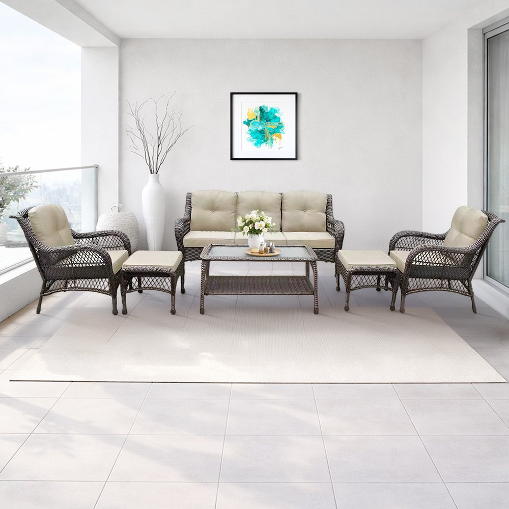 جلسة خارجية مودرن 6 مقاعد مع طاولات عملية بيج