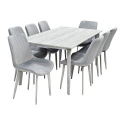 طاولة طعام خشب مع ارجل معدنية 8 كرسي