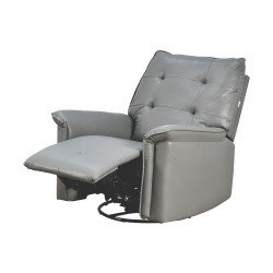 كرسي استرخاء فخم هزار دوار جلد بتصميم عصري رمادي