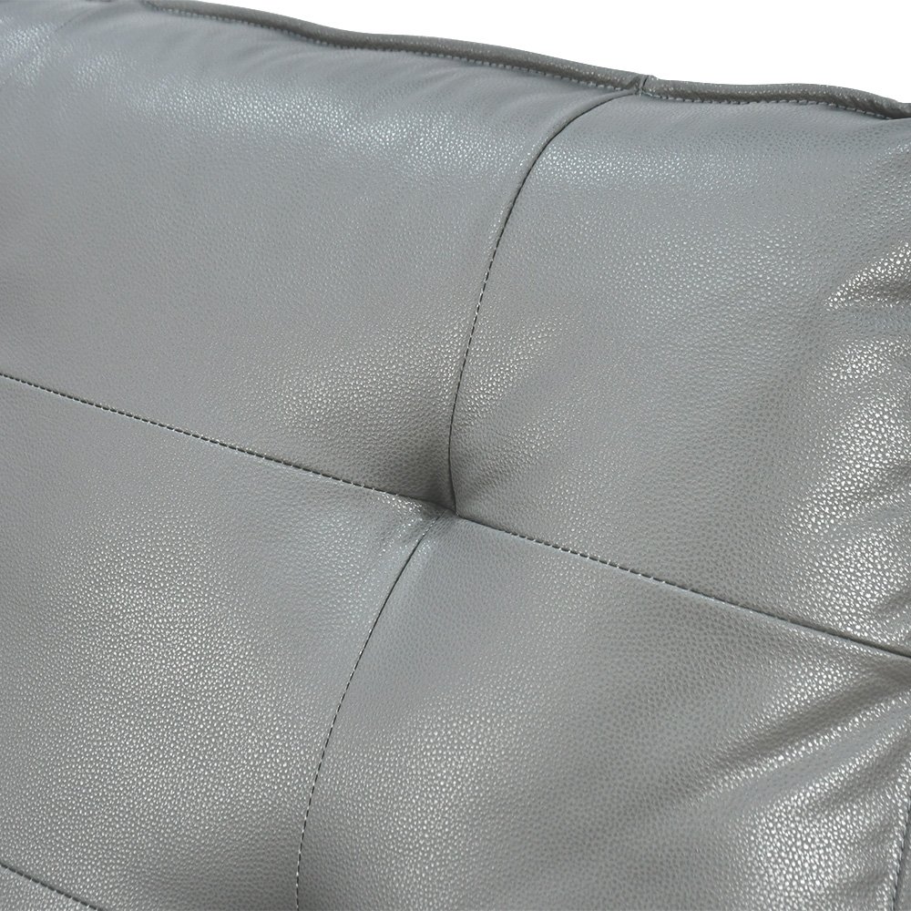 كرسي استرخاء فخم هزار دوار جلد بتصميم عصري رمادي