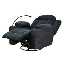 كرسي استرخاء فخم هزاز دوار بحامل جوال أسود