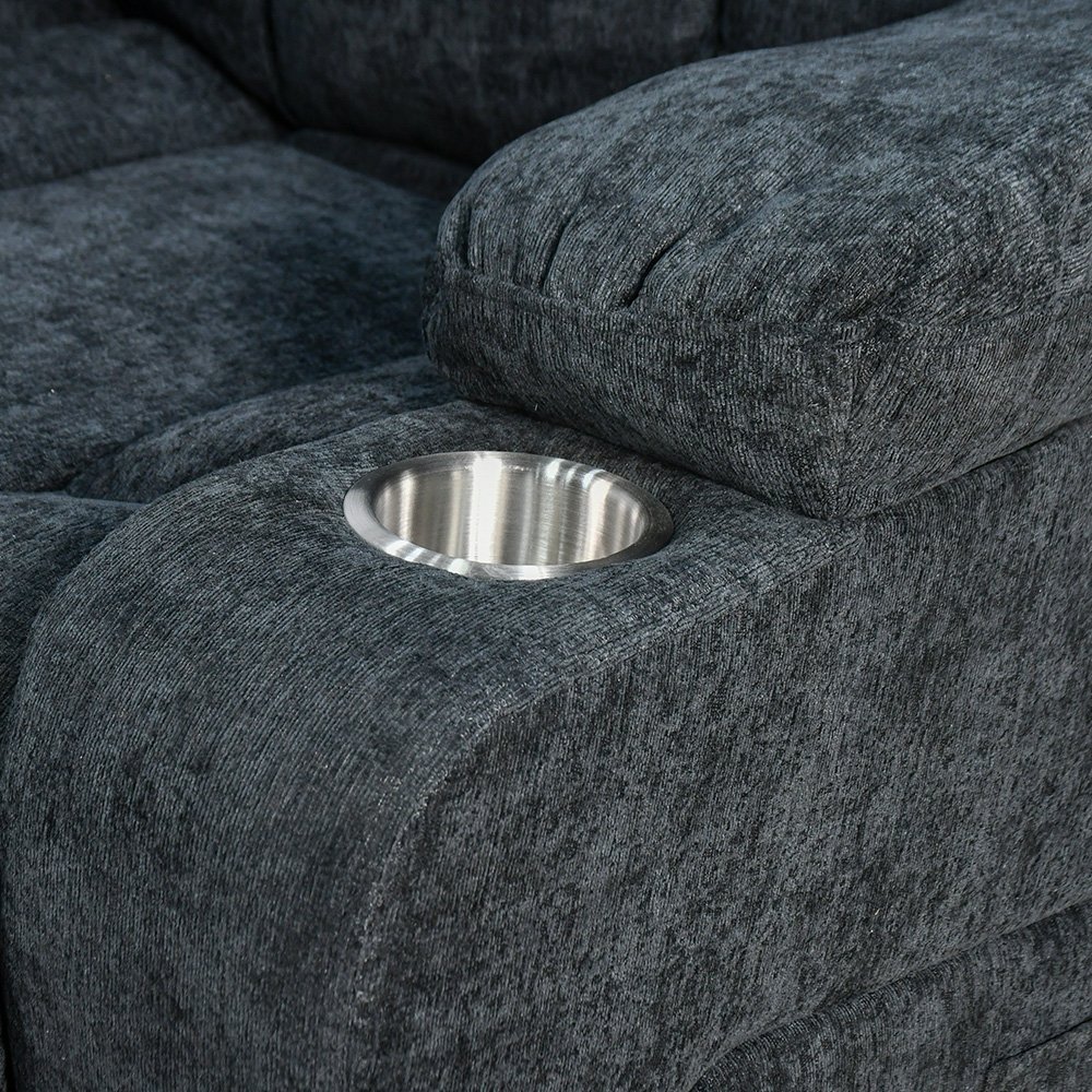 كرسي استرخاء فخم هزاز دوار بحامل جوال أسود