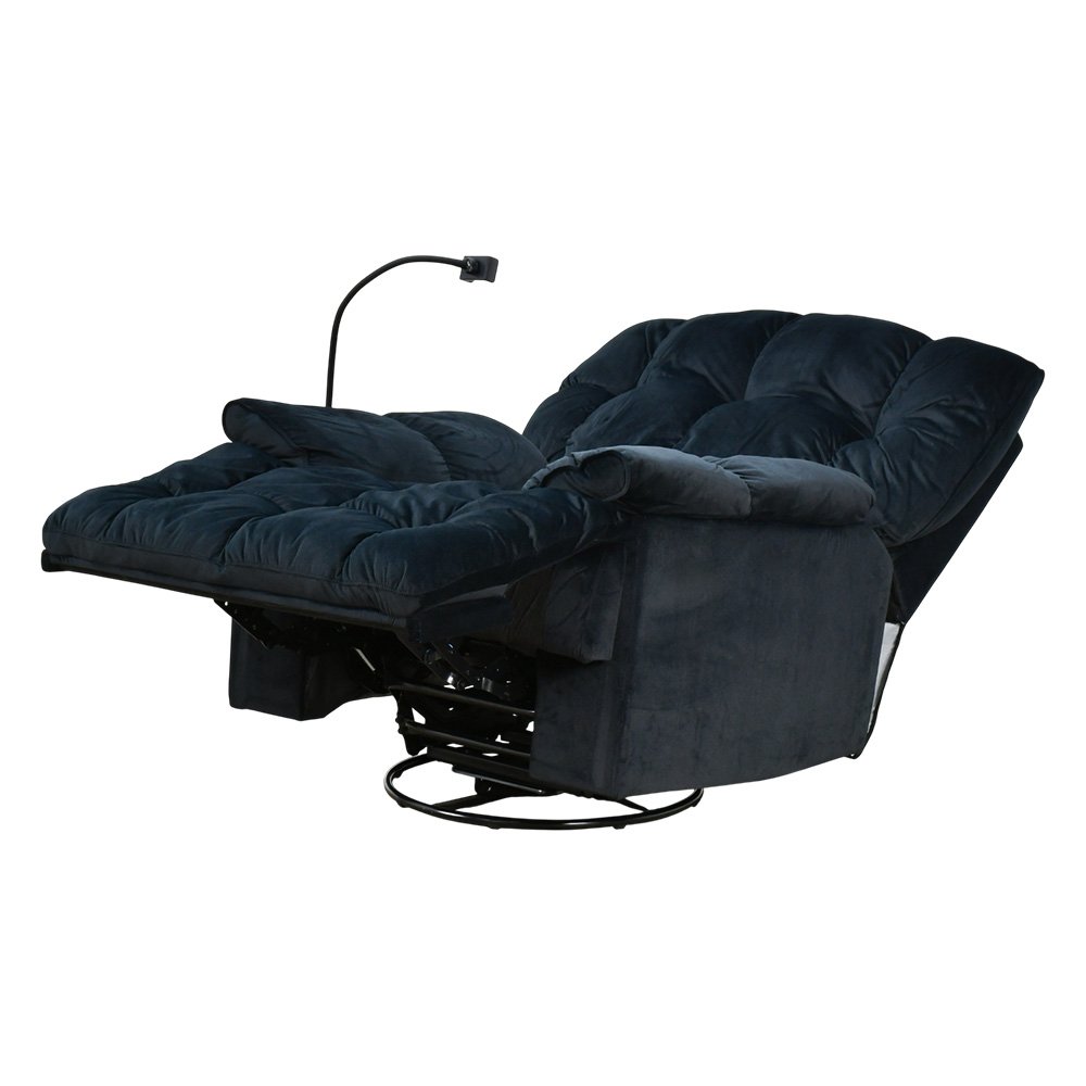 كرسي استرخاء فخم هزاز دوار بحامل جوال عصري أسود