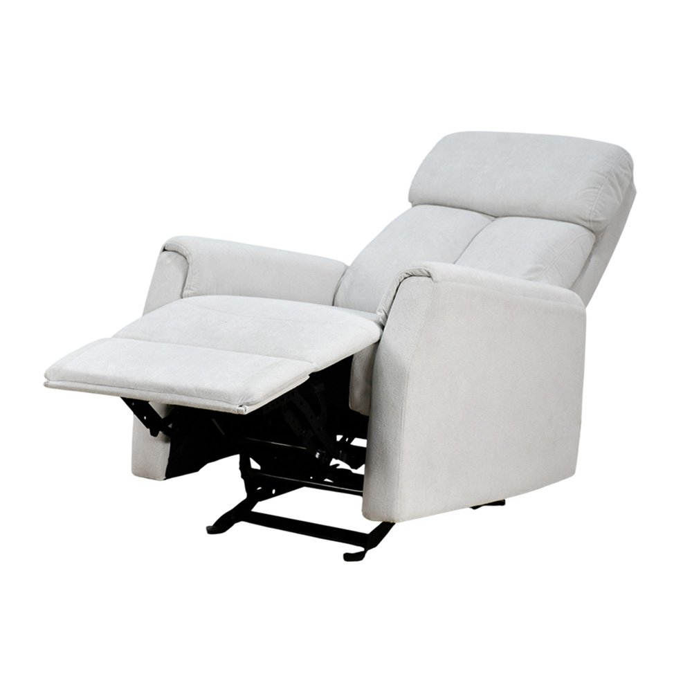 كرسي استرخاء هزاز فخم قماشي بهيكل معدني رمادي فاتح